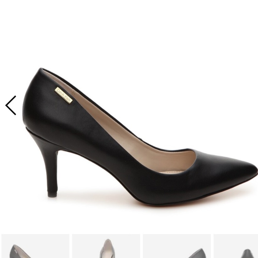 Calvin Klein Black Leather Kimberly Pumps
